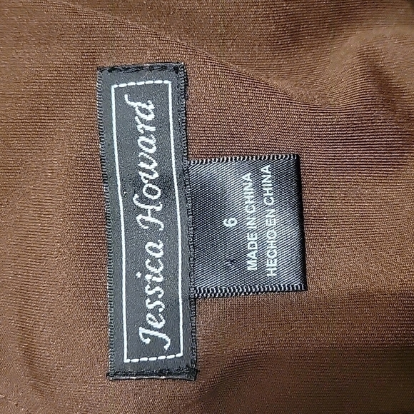 VTG JESSICA HOWARD Metallic Bronze Cascading Ruffle Holiday Party Hoco Dress - Picture 9 of 10